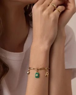 gorjana Power Gemstone Luck Parker Charm 18k Gold Plated, Aventurine - Luck Outlet