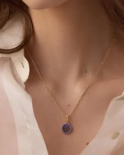 gorjana Power Gemstone Parker Charm Necklace Tranquility 18k Gold Plated, Amethyst - Tranquility Fashion