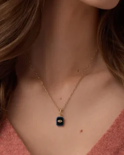 gorjana Power Gemstone Parker Charm Necklace Protection 18k Gold Plated, Black Onyx - Protection Online