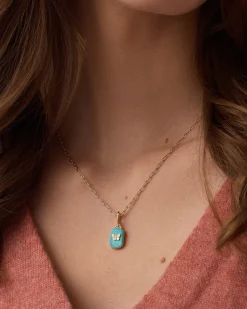 gorjana Power Gemstone Parker Charm Necklace Healing 18k Gold Plated, Turquoise - Healing Online