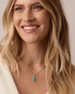 gorjana Power Gemstone Parker Charm Necklace Healing 18k Gold Plated, Turquoise - Healing Online
