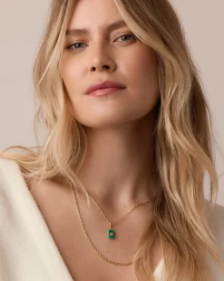 gorjana Power Gemstone Parker Charm Necklace Luck 18k Gold Plated, Aventurine - Luck New