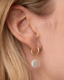 gorjana Reese Pearl Huggies 18k Gold Plated, Pearl Online