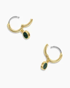 gorjana Rose Marble Coin Huggies 18k Gold Plated, Mother of Pearl Online
