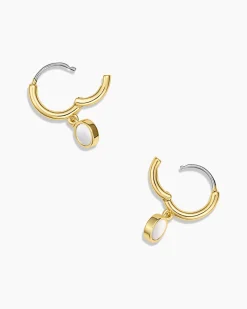 gorjana Rose Marble Coin Huggies 18k Gold Plated, Mother of Pearl Online