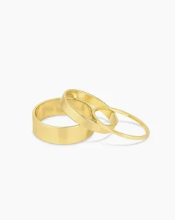 gorjana Rose Ring Set 18k Gold Plated Hot