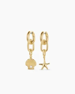 gorjana Shell Pearl & Starfish Charm Huggies 18k Gold Plated Best