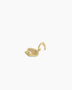gorjana Shell Pearl Parker Charm 18k Gold Plated New