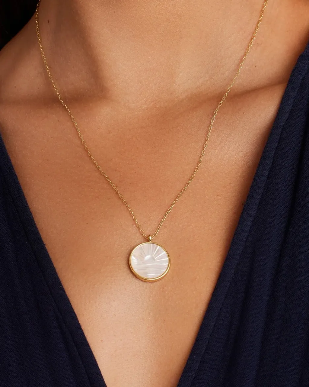 gorjana Sunset Etched Necklace 18k Gold Plated Discount
