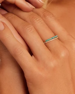 gorjana Turquoise Row Ring 14k Solid Gold Discount