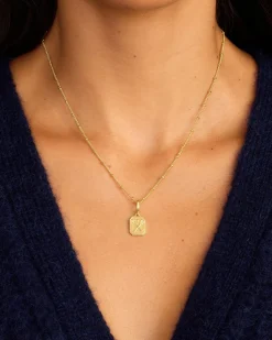 gorjana Varsity Parker Charm 18k Gold Plated New