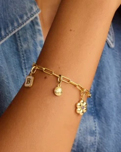 gorjana Varsity Parker Charm 18k Gold Plated New