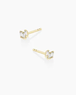 gorjana White Sapphire Amara Trio Studs 14k Solid Gold Fashion