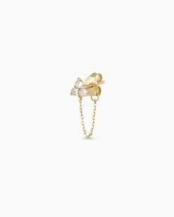 gorjana White Sapphire Chain Single Huggie 14k Solid Gold Hot