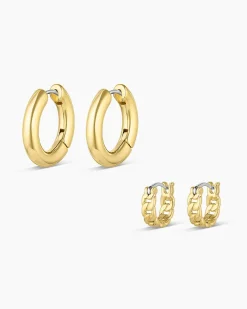 gorjana Wild Side Huggie Set 18k Gold Plated Hot